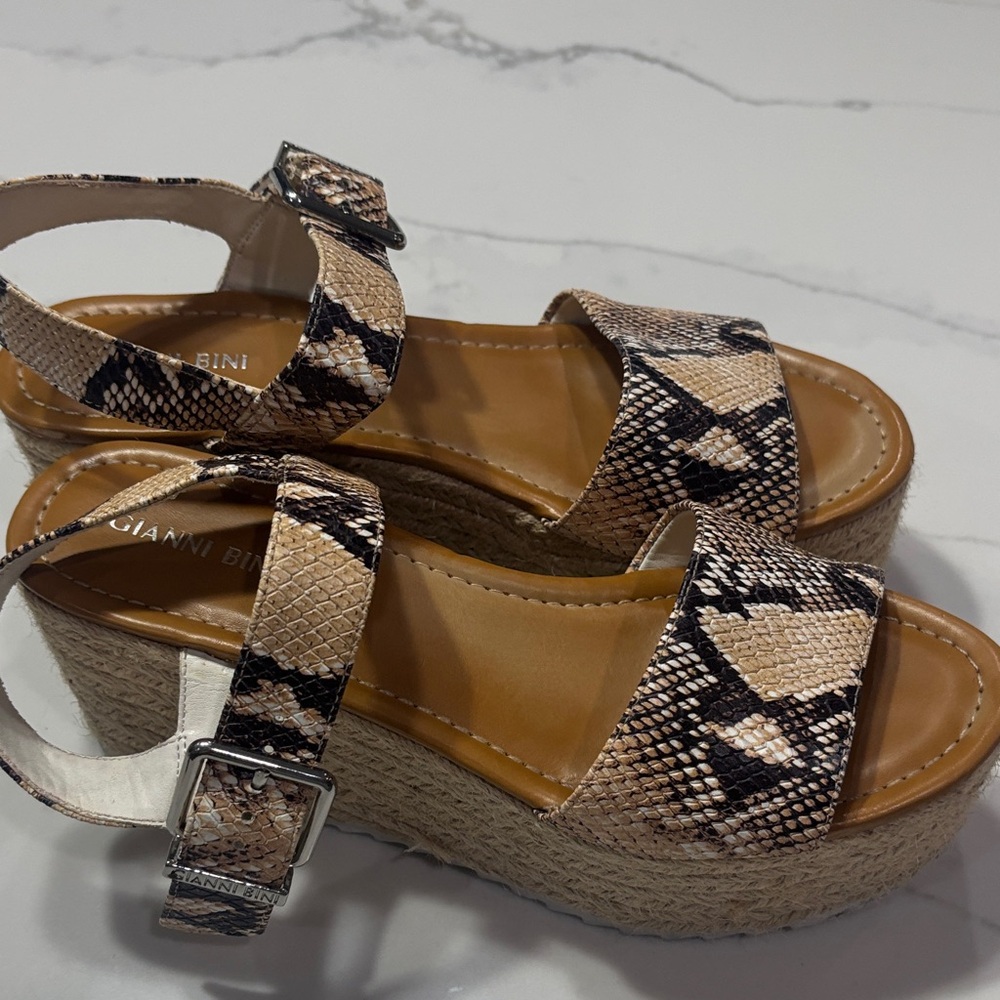 Gianni Bini Neutral Snake-Print Espadrille Platform Sandals - Picture 9 of 14
